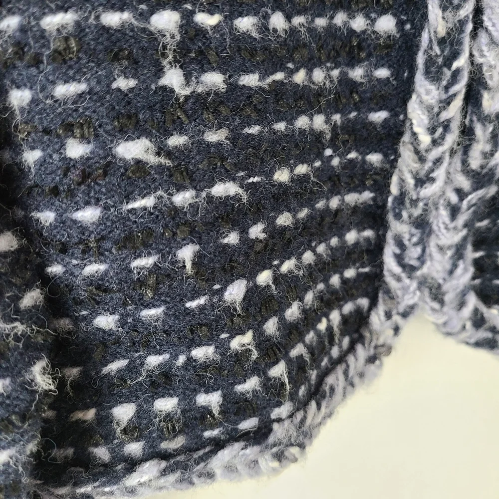 J. Crew Cropped Marled Yarn Navy Blue Merino Wool Alpaca Lady Jacket Blazer - Picture 9 of 13